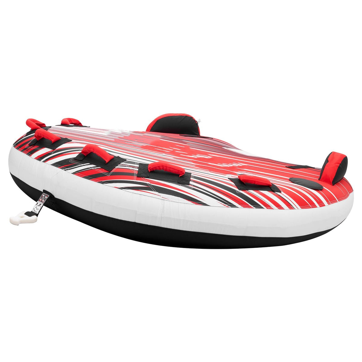 Towable Tube for Boating, 3 Riders Inflatable Boat Tubes and Towables, 510 lbs Capacity Water Sport Towable Tube for Boat to Pull - with Fins, Full Nylon Cover, Padded Handles & Safety Valve