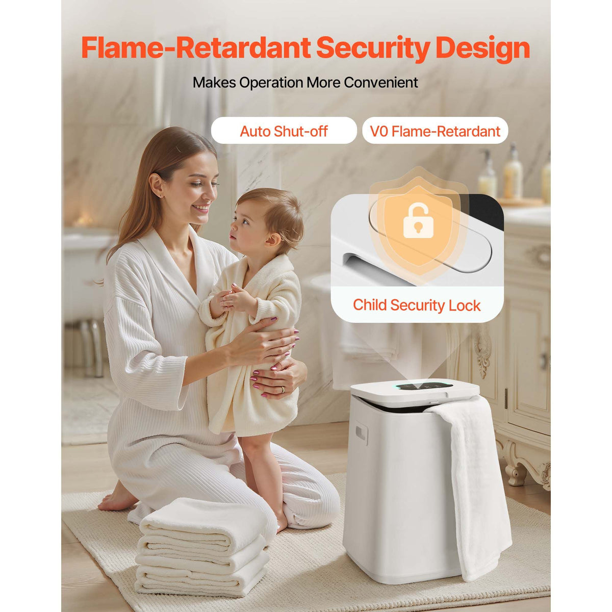 Towel Warmers for Bathroom, Towel Warmer Bucket with Child Lock & High-Temp Indicator & 24H Delay Timer & Auto Shut Off Fits up to 4 Oversized Bath Towels, Blankets, Clothes, Bathrobes and More