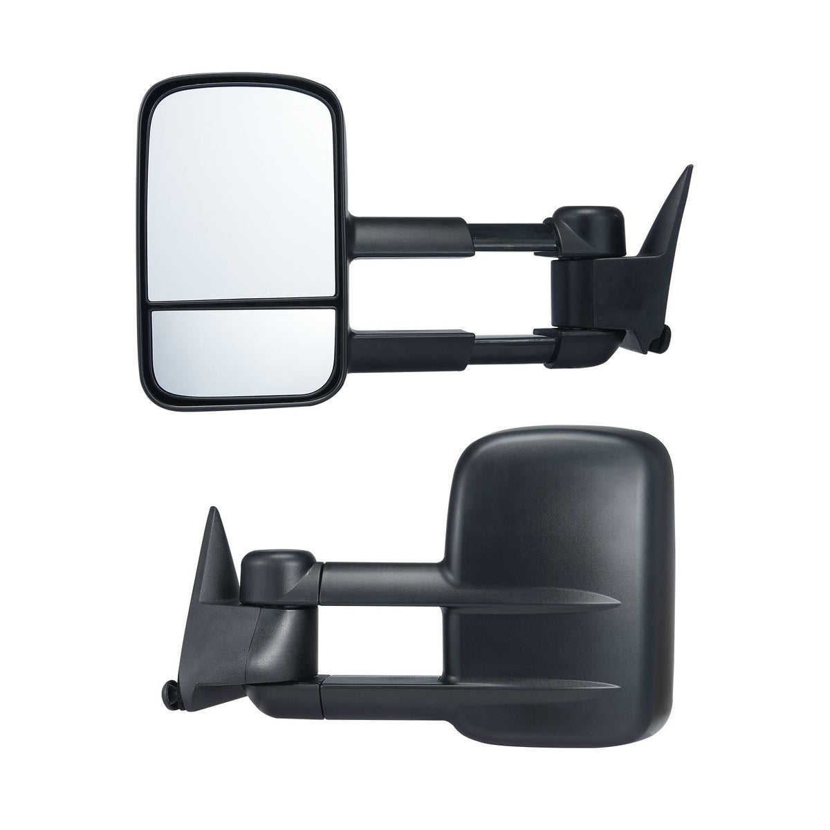 Towing Mirrors, Left & Right Pair Set for Chevrolet Silverado (1988-1998)/GMC, Tow Mirror with Plane and Convex Glass, Manual Controlling Telescoping Folding, and Four-Way Adjustment, Black