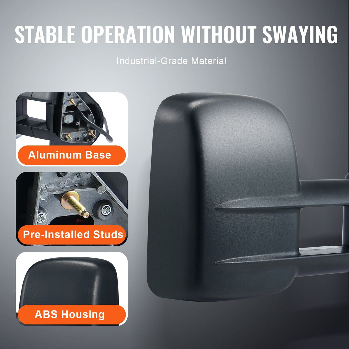 Towing Mirrors, Left & Right Pair Set for Chevrolet Silverado (1999-2007)/GMC/Cadillac, Tow Mirror with Plane & Convex Glass, Manual Controlling Telescoping Folding, Four-Way Adjustable, Black