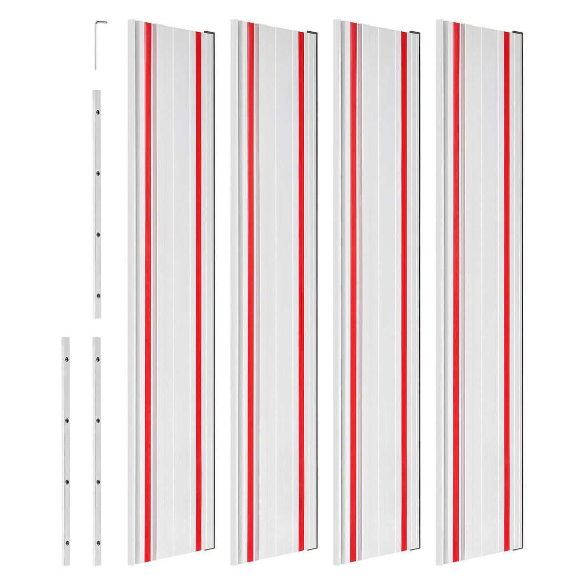 Track Saw Guide Rail, 110-Inch Cutting Range, Kit Includes 4 x 27.5 in Aluminum Extruded Guide Rails and 3 Connectors, Compatible with Makita, Festool & WEN Track Saws, for Woodworking Projects