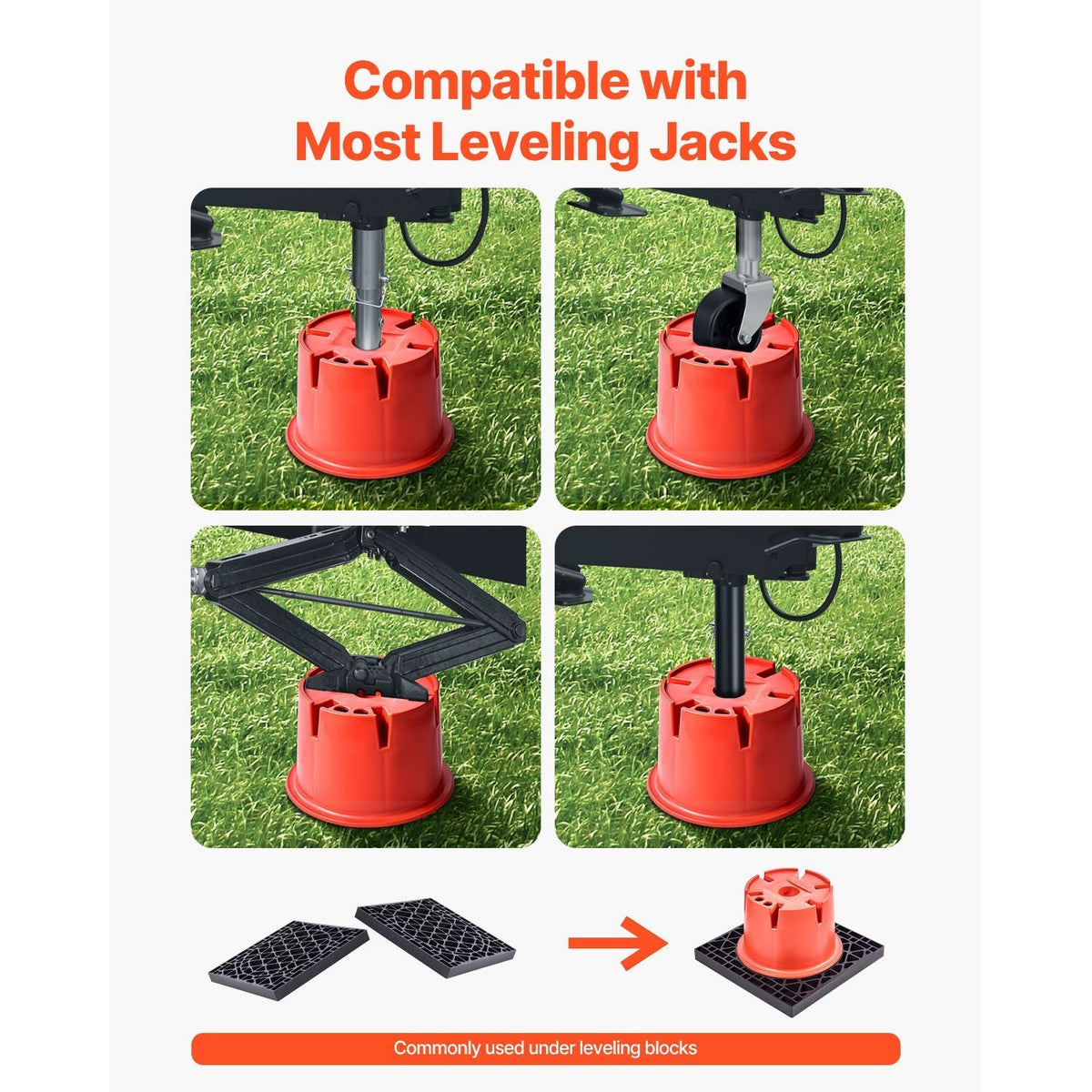 Trailer Jack Blocks, 8" High, 2000 lbs Capacity, 8 Pcs Heavy Duty Camper Leveler Kit - 6 RV Leveling Blocks & 2 Pads, Camper Accessories for Travel Trailers, 5th Wheels Class A/C Motorhomes