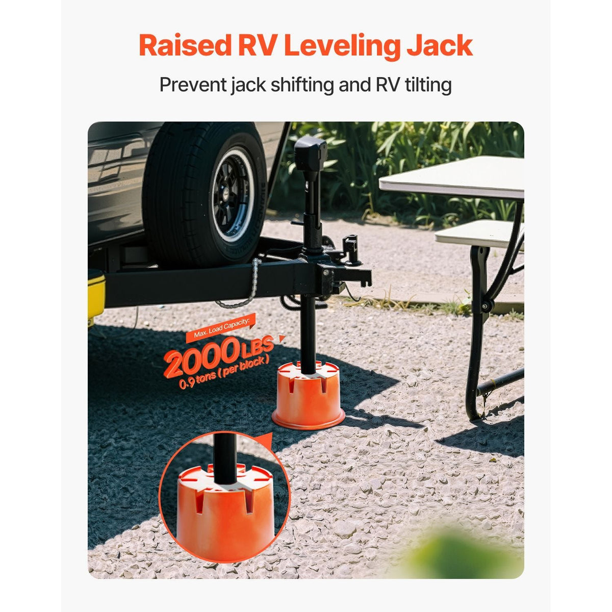Trailer Jack Blocks, 8" High, 2000 lbs Capacity, 8 Pcs Heavy Duty Camper Leveler Kit - 6 RV Leveling Blocks & 2 Pads, Camper Accessories for Travel Trailers, 5th Wheels Class A/C Motorhomes