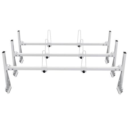 Trailer Ladder Rack, 59" Adjustable Roof Rack, 3 Crossbars Van Roof Ladder Rack with Straps, 800 lbs Capacity Steel, Fit for Chevrolet Express 1500 2500 3500/ Ford E150 E250 E350/ GMC Savana