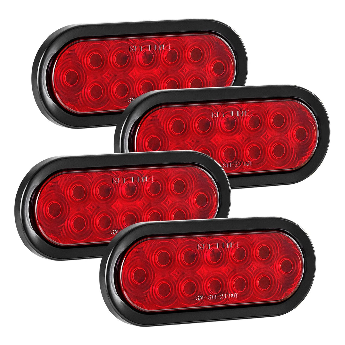 Trailer Lights, 4PCS 12V Oval LED Trailer Tail Lights Kit with Stop Brake Turn Tail Lamp, Waterproof Tow Lighting Kit for Boat Truck Camper RV Snowmobile Bus Caravan, 2 Mounting Options, Red