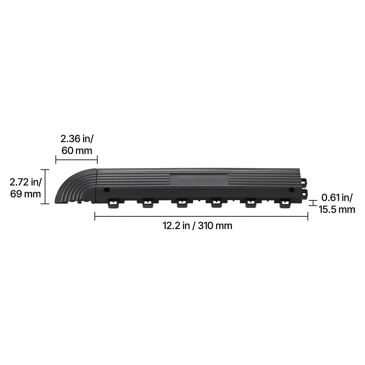 Transition Edge Kit, 11-Piece, Durable PP Interlocking Modular Garage Floor Edging, Easy Installation, Edge Protection for Wet Area Restaurant, Only Compatible with Drainage Mats, Black