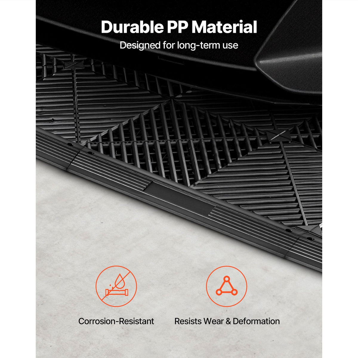 Transition Edge Kit, 11-Piece, Durable PP Interlocking Modular Garage Floor Edging, Easy Installation, Edge Protection for Wet Area Restaurant, Only Compatible with Drainage Mats, Black