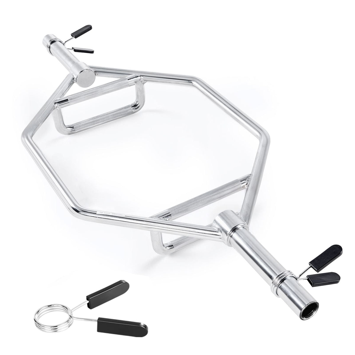 Trap Bar Hex Bar, 2-Inch Hex Barbell, 800 LBS Capacity Shrug Bars with Knurled Grips, Weightlifting and Strength Training Equipment, Home Gym for Squats, Deadlifts, Shoulder Presses, Silver