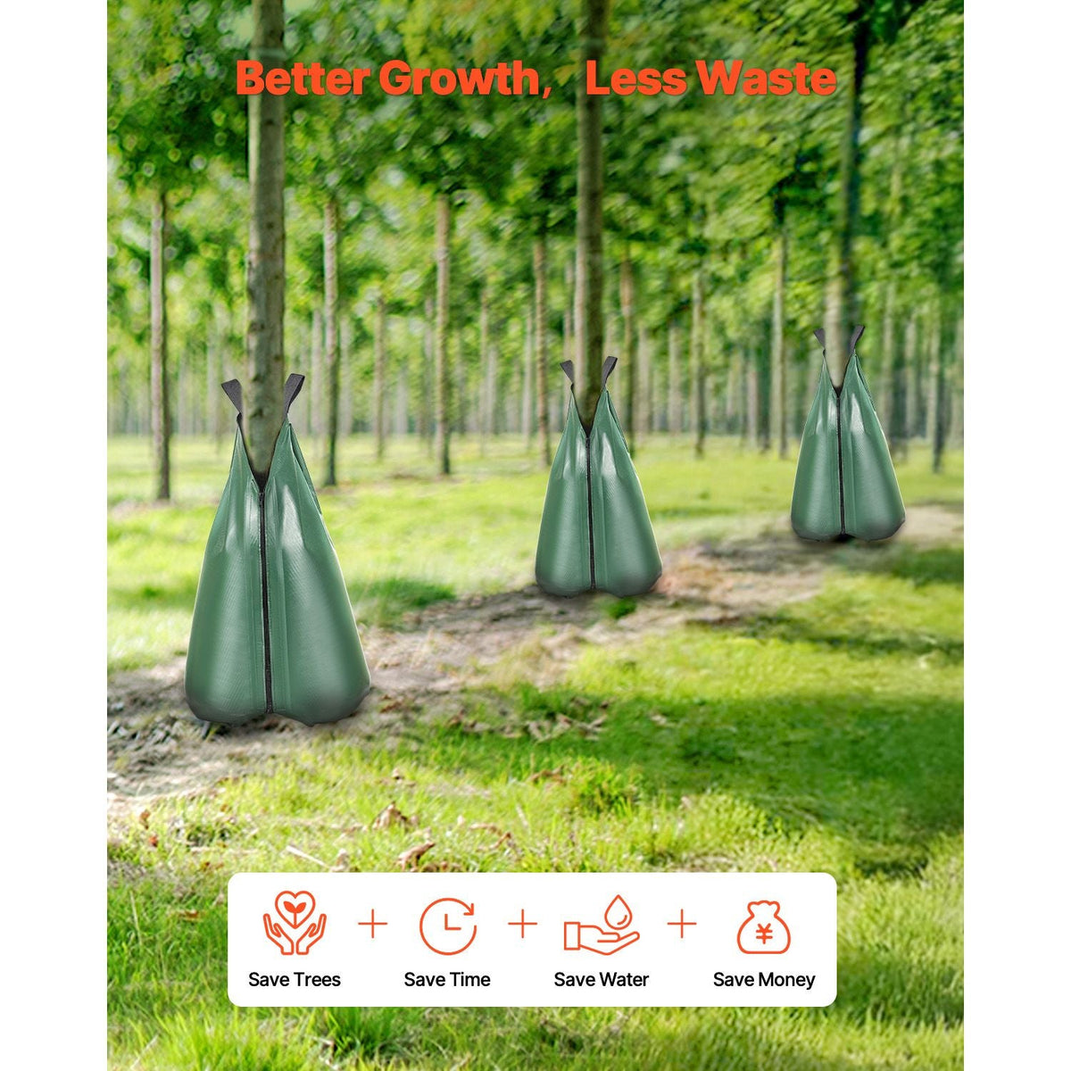 Tree Watering Bag, 8 Packs 20 Gallons Watering Bags for New Trees, 5-9 Hours Slow Release Refillable Tree Drip Irrigation Bags with Zipper, Durable Tree Watering System for Deep Root Targeting