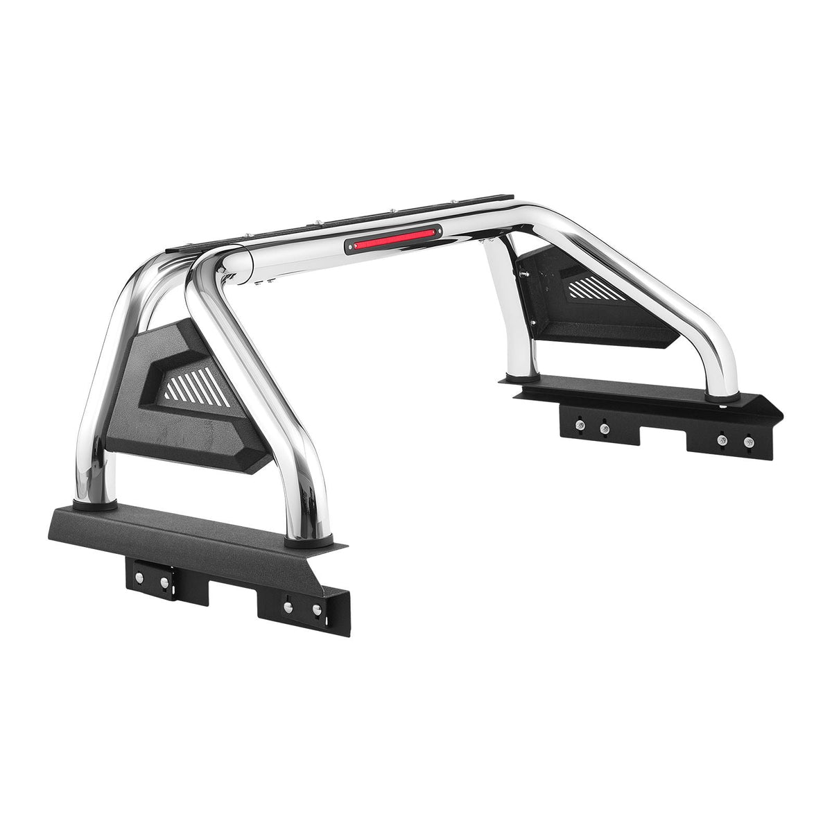 Truck Bed Roll Bar, Universal Adjustable Sport Bar Chase Rack Compatible with Full-Size & Mid-Size Pickup, With LED Brake Light, Stainless Steel + Carbon Steel No Rack Included
