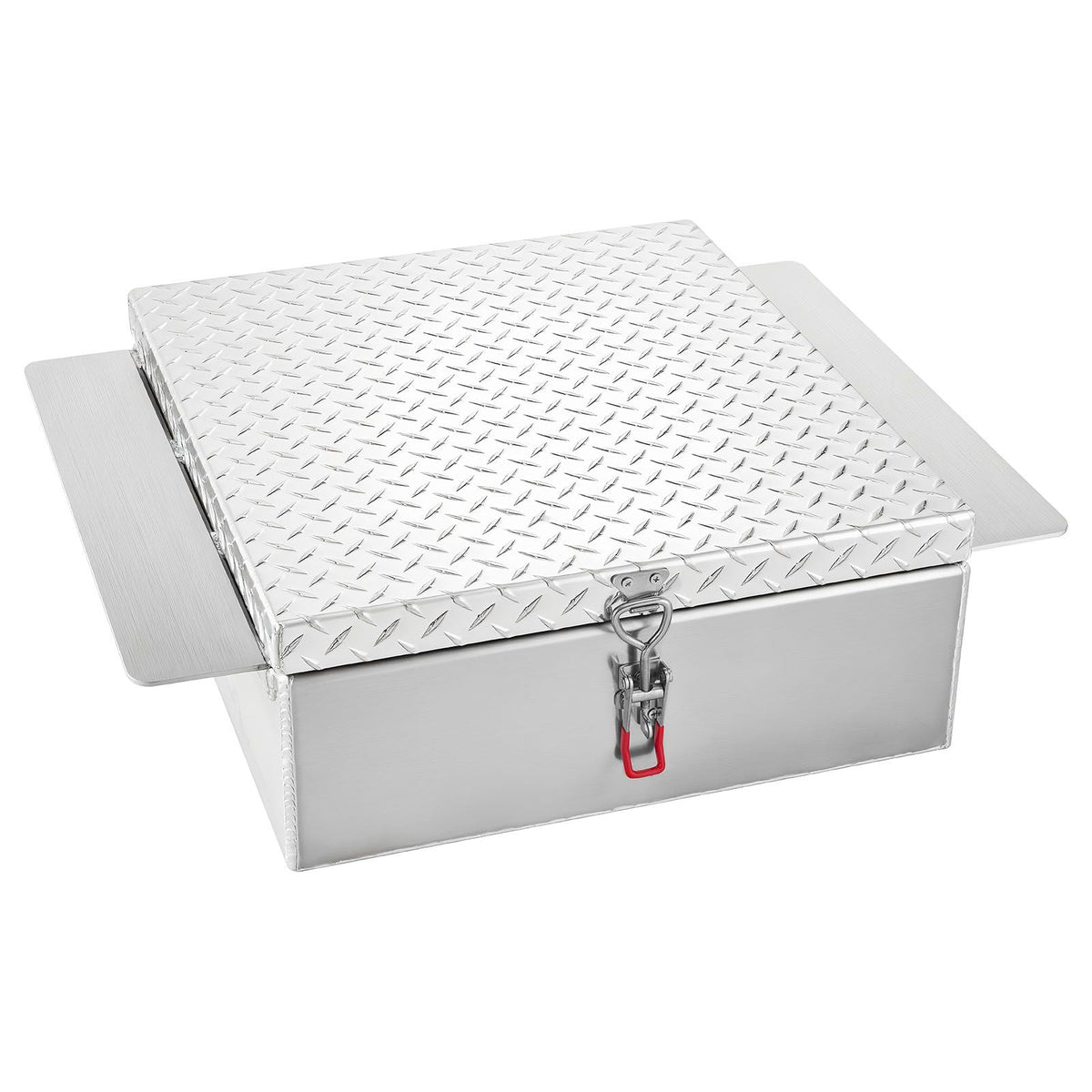 Truck Bed Tool Box, Heavy Duty Aluminum Tool Box with Diamond Plate, Storage Toolbox Chest Organizer Supports up to 220 lbs, Ideal for Pickup, Truck Bed, RV, Trailer, 30.3 x 24 x 9 in, Silver