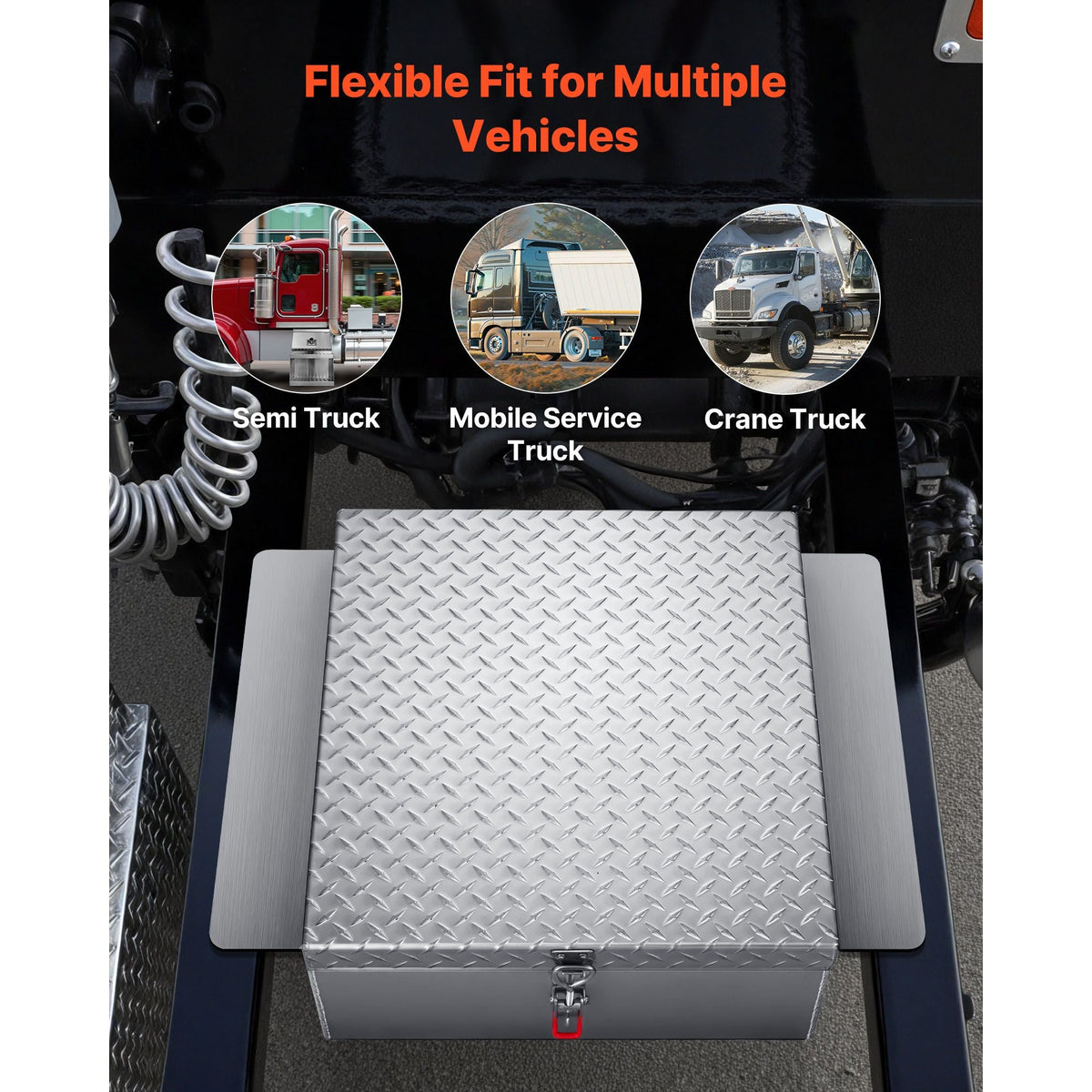 Truck Bed Tool Box, Heavy Duty Aluminum Tool Box with Diamond Plate, Storage Toolbox Chest Organizer Supports up to 220 lbs, Ideal for Pickup, Truck Bed, RV, Trailer, 30.3 x 24 x 9 in, Silver