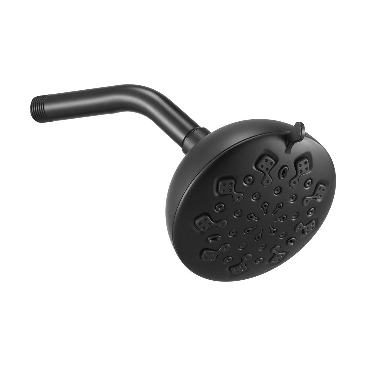 Tub and Shower Faucet Set, 5-Inch Rainfall Shower Head and Bathtub Spout, Complete Single-Handle Tub Trim Kit with Brass Pressure Balancing Valve, 8-Setting Adjustable Spray Modes, Matte Black