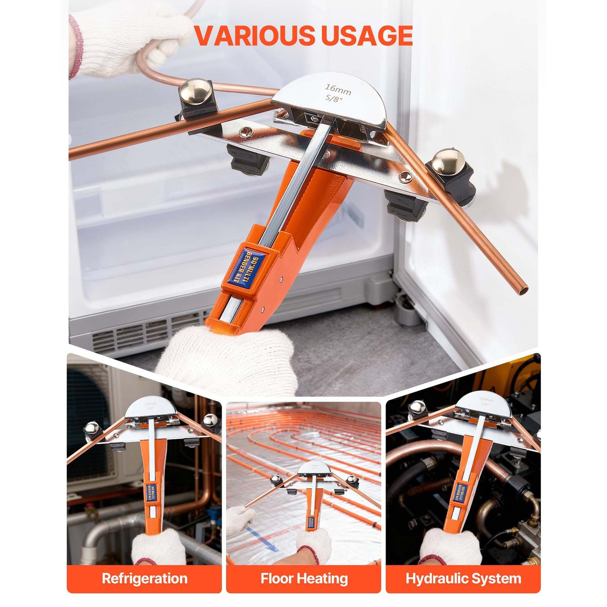 Tubing Bender Kit, 1/4 to 7/8 Inch, Compact Ratcheting Tube Pipe Bender, Forward/Reverse Hand Bending Tool, with 7 Aluminium Alloy Dies, for Copper HVAC Air Conditioning Refrigeration Repair