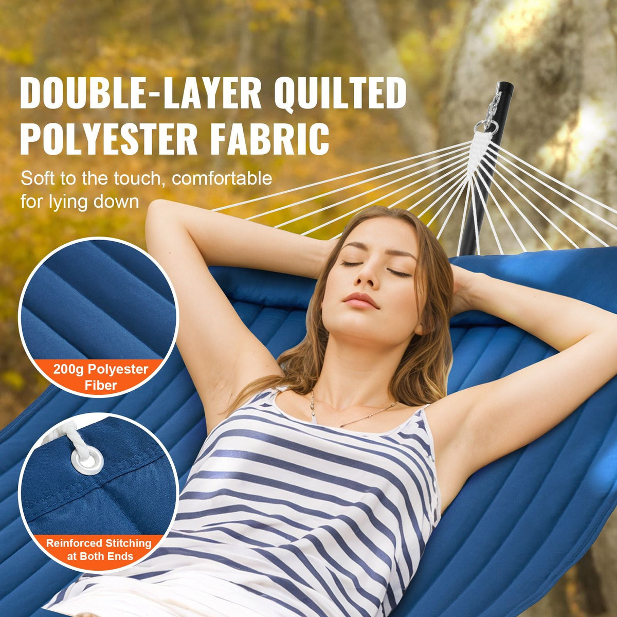 Two Person Hammock with Stand Included, Double Hammock with Curved Spreader Bar and Detachable Pillow and Portable Carrying Bag, Perfect for Outdoor Freestanding Hammock, 480lb Capacity