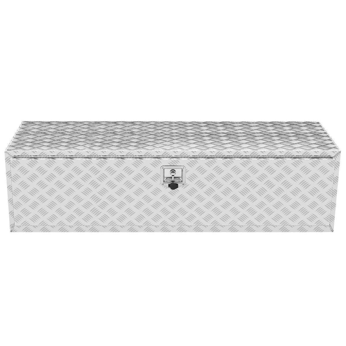 Underbody Truck Box, 60"×24"×24" Pickup Storage Box, Heavy Duty Aluminum Diamond Plate Tool Box with Lock and Keys, Waterproof Trailer Storage Box with T-Handle Latch for Truck, Van, Trailer