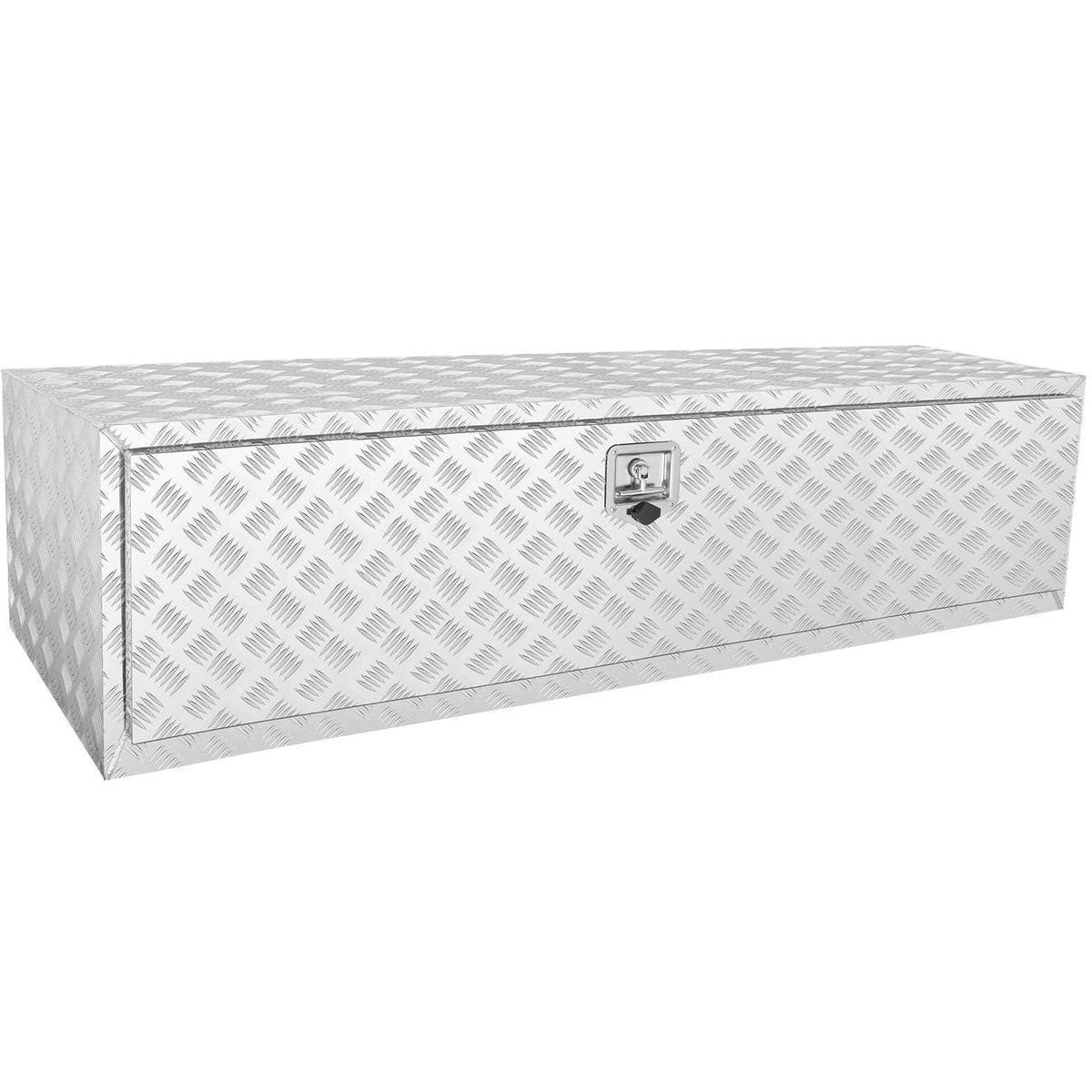 Underbody Truck Box, 60"×24"×24" Pickup Storage Box, Heavy Duty Aluminum Diamond Plate Tool Box with Lock and Keys, Waterproof Trailer Storage Box with T-Handle Latch for Truck, Van, Trailer