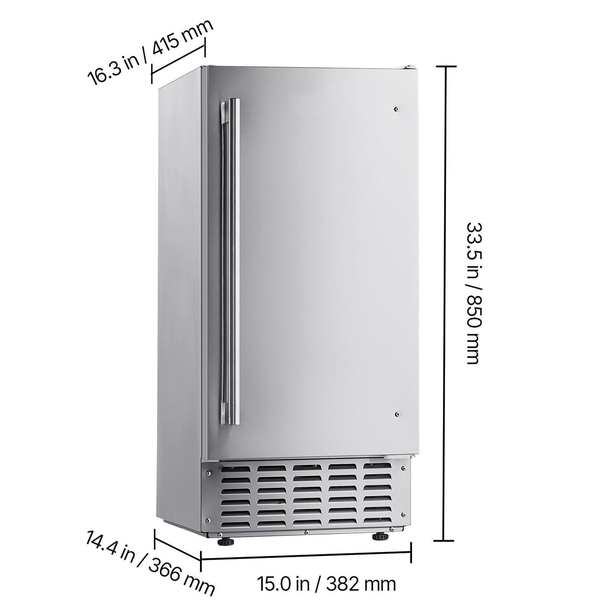Undercounter Built-in Ice Maker, 66 Lbs/Day Under Counter Nugget Ice Maker Machine with Reversible Door Stainless Steel, Freestanding Ice Maker for Commercial Home Kitchen, Electric Drainage
