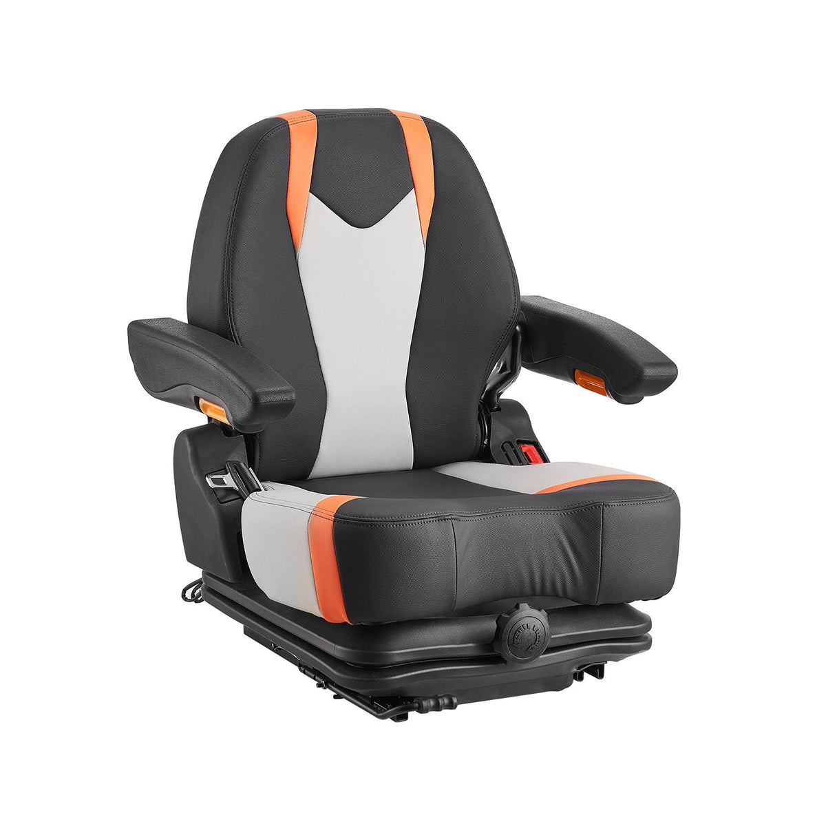Universal Forklift Seat, Tractor Suspension Seat with Adjustable Back, Armrest & Safety Belt, Secure Fold Down Tractor Seat with Micro Switch, Lawnmower Seat for Skid Loader Bulldozer