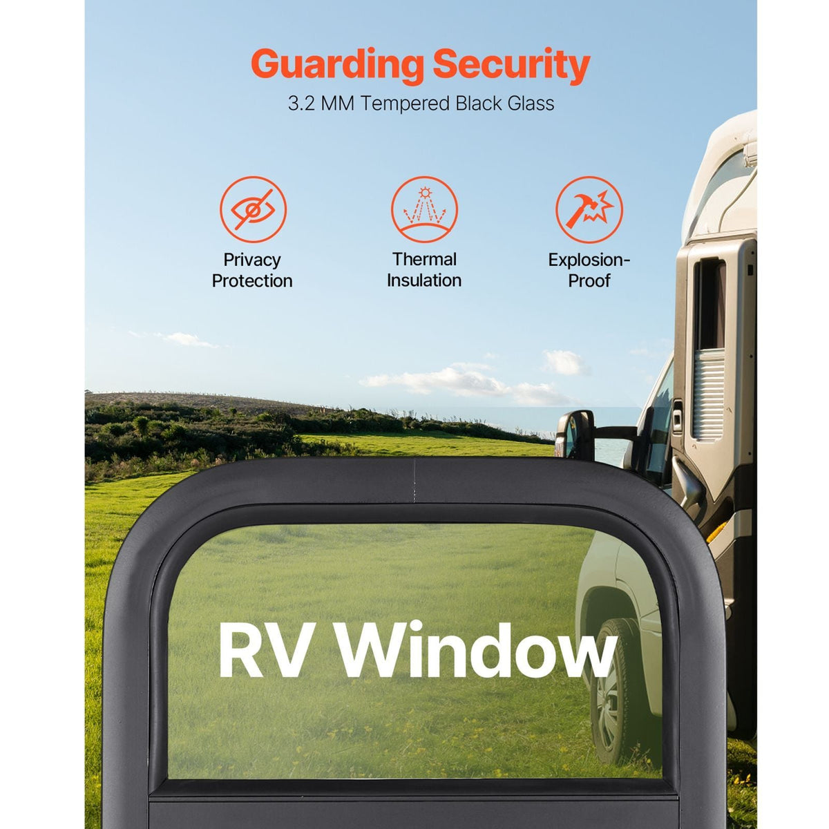 Vertical RV Window, 14" W x 16" H Tinted Sliding RV Window with Net Screen & Trim Ring, Fit 15/16" - 1 3/4" Thickness Wall, RV Window Replacement for Teardrop Cargo Trailer Camper, DOT Approved