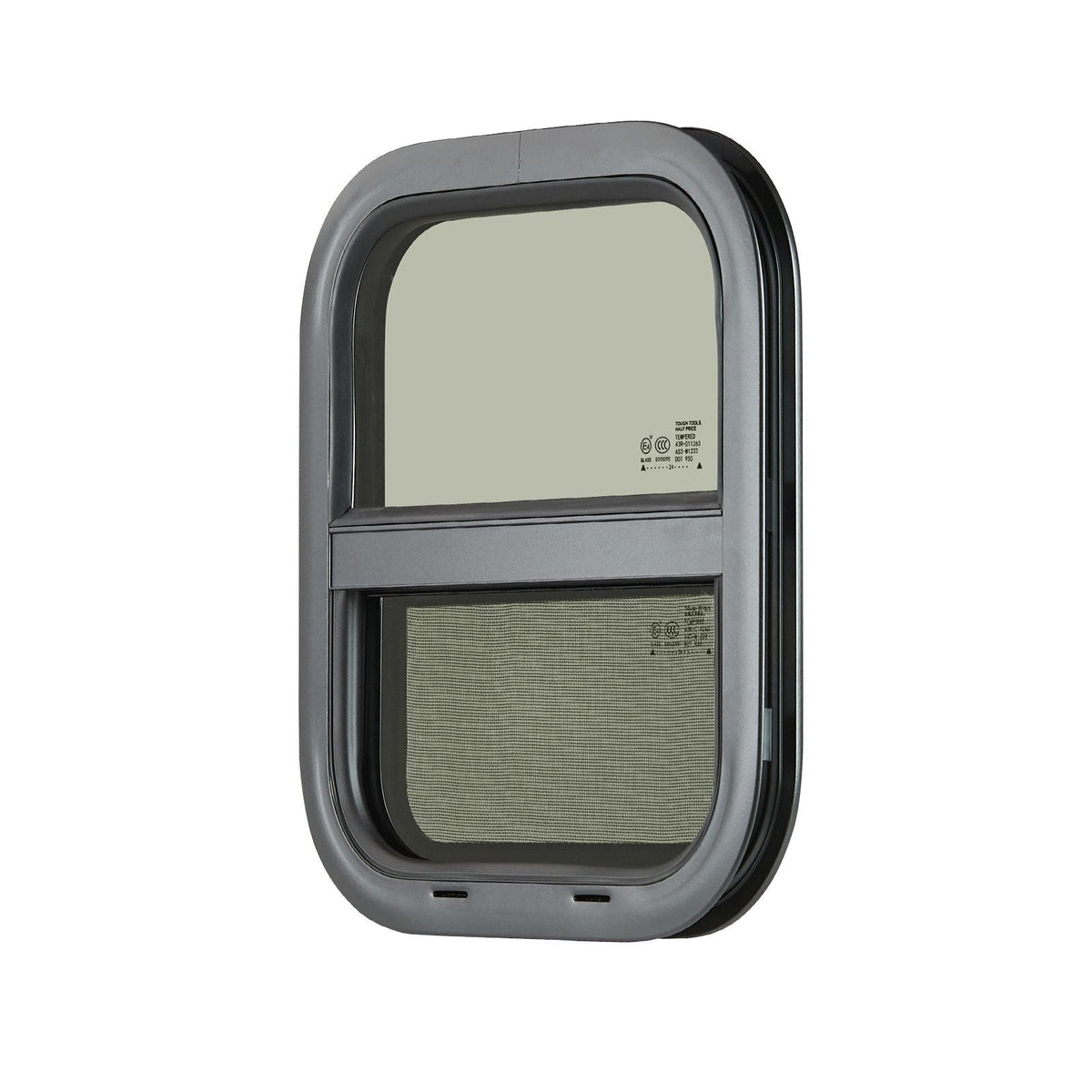 Vertical RV Window, 14" W x 16" H Tinted Sliding RV Window with Net Screen & Trim Ring, Fit 15/16" - 1 3/4" Thickness Wall, RV Window Replacement for Teardrop Cargo Trailer Camper, DOT Approved