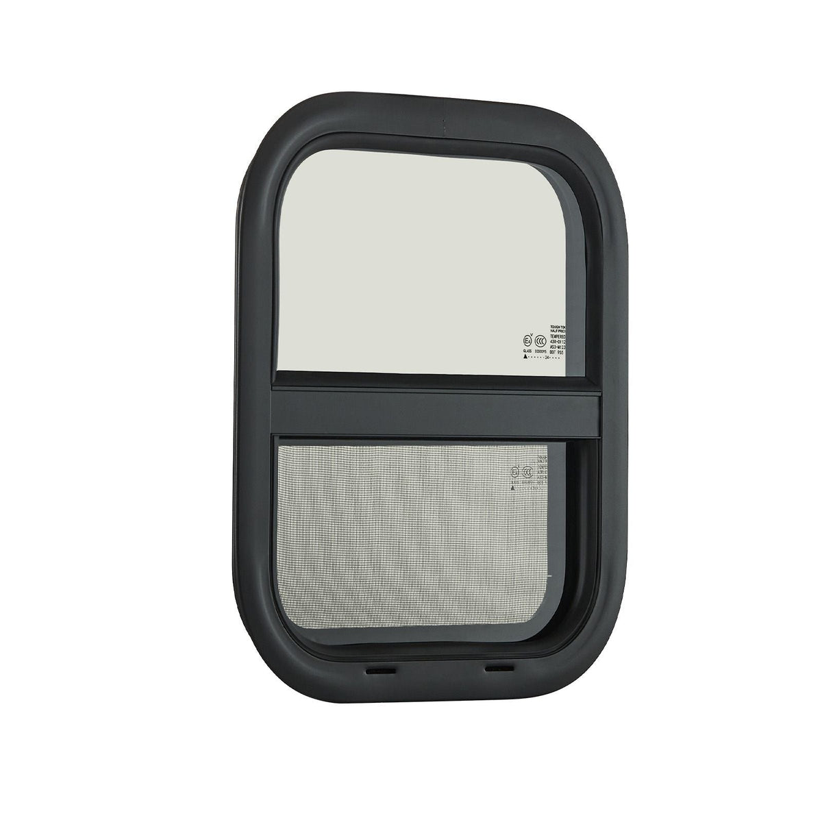 Vertical RV Window, 14" W x 16" H Tinted Sliding RV Window with Net Screen & Trim Ring, Fit 15/16" - 1 3/4" Thickness Wall, RV Window Replacement for Teardrop Cargo Trailer Camper, DOT Approved