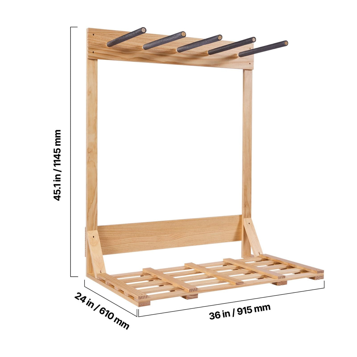Vertical Surfboard Stand, 4 Tiers Wooden Surfboard Rack for Storage and Display, Freestanding Board Stand Organizer, Surf Board Holder for Wakeboards, Snowboards, Kiteboards, Shortboard, Skis