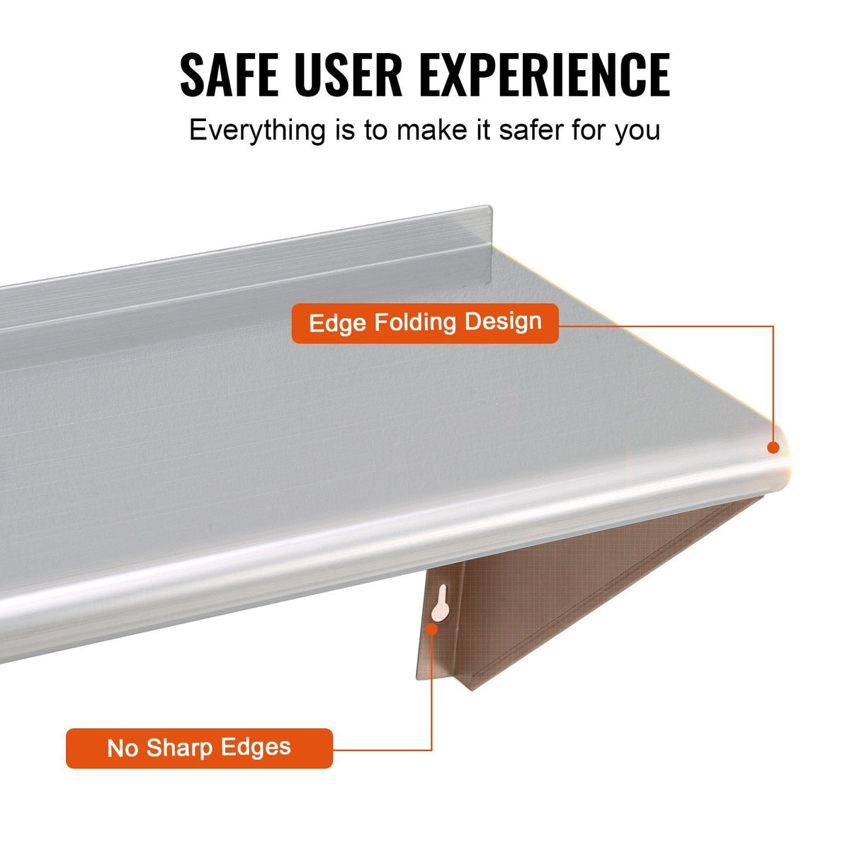 14" x 36" Stainless Steel Shelf, Wall Mounted Floating Shelving with Brackets, 300 lbs Load Capacity Commercial Shelves, Heavy Duty Storage Rack for Restaurant, Kitchen, Bar, Home, and Hotel
