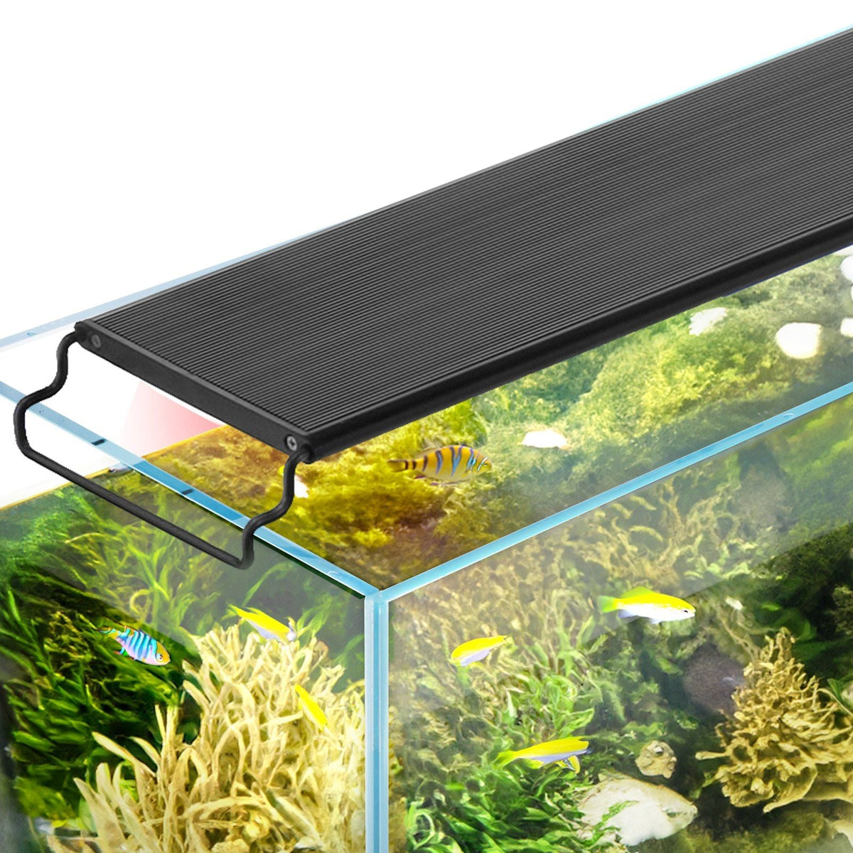 Aquarium Light with LCD Monitor, 18W Full Spectrum Fish Tank Light with 24/7 Natural Mode, Adjustable Brightness & Timer - Aluminum Alloy Shell Extendable Brackets for 18"-24" Freshwater Tank
