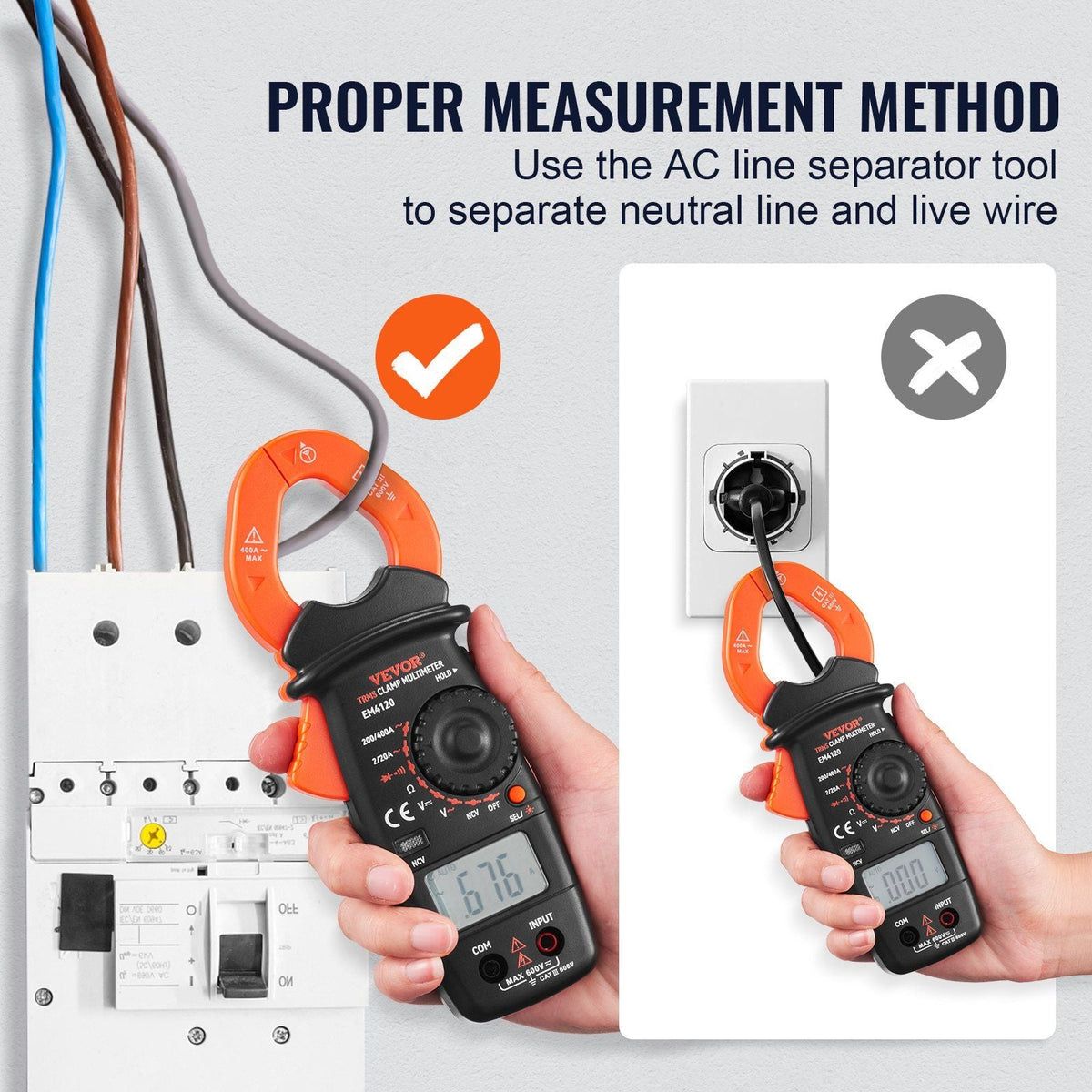 Digital Clamp Meter Multimeter True RMS AC DC Volt Amp NCV Measurement