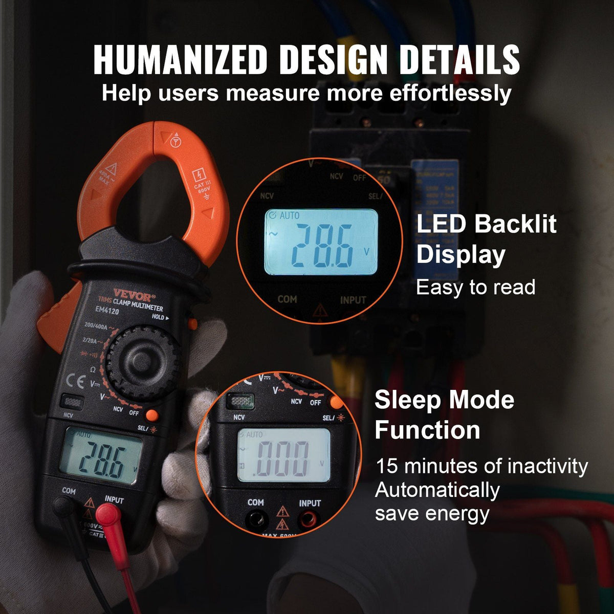 Digital Clamp Meter Multimeter True RMS AC DC Volt Amp NCV Measurement