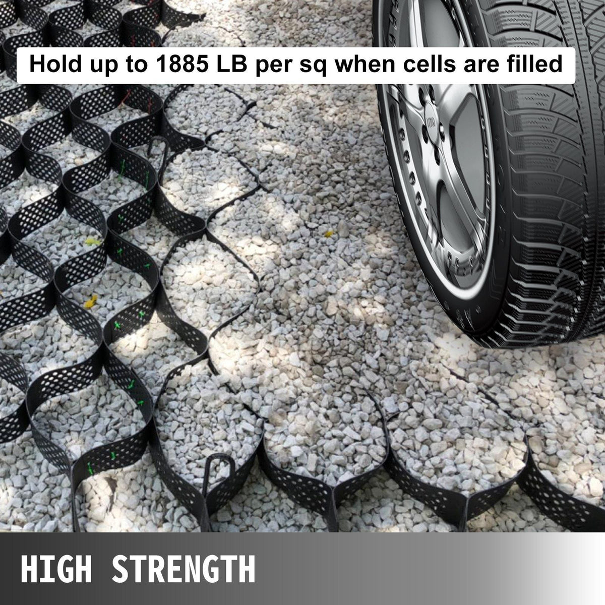Geo Grid Ground Grid 9x17 ft, Geo Cell Grid 4 Inch Thick, Gravel Grid HDPE Material, Ground Stabilization Grid 1885 LBS Per Sq, Tensile Strength Gravel Ground Grid for Slope Driveways, Garden