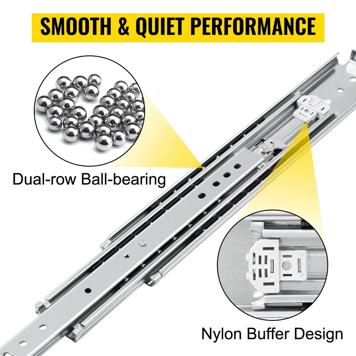 Heavy Duty Drawer Slides 18" Length, Locking Drawer Slides 500lbs Load Capacity Full Extension Drawer Slide 1 Pair Side Mount Ball Bearing Drawer Glides Push to Open Cabinet Industrial Shelf