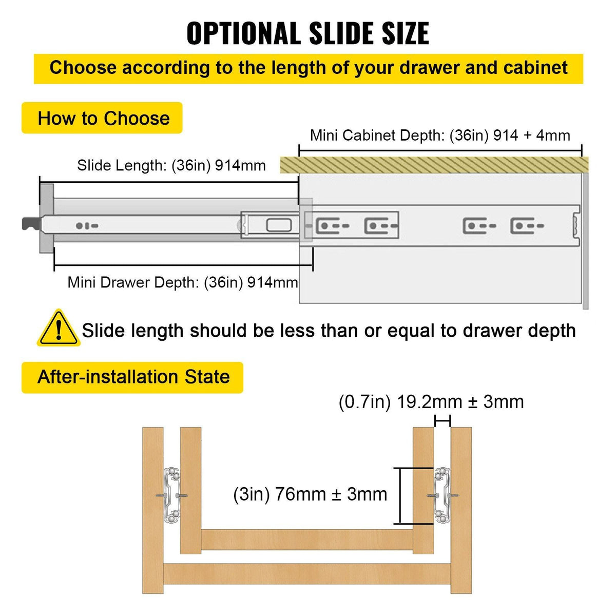 Heavy Duty Drawer Slides 2PCS Drawer Slides 36" Locking Drawer Slides 250LBS Capacity Heavy Duty Slides Three Section Full Extension Drawer Slide Cold-Rolled Steel Industrial Drawer Slides