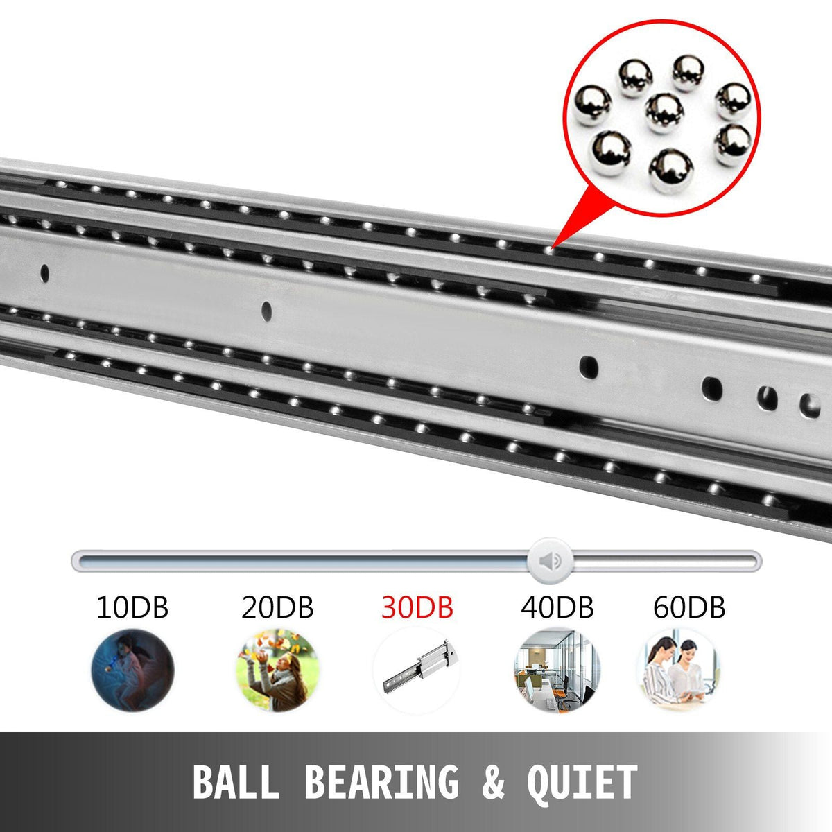 Heavy Duty Drawer Slides 30" Length, Locking Drawer Slides 500lbs Load Capacity Long Full Extension Drawer Slide 1 Pair Side Mount Ball Bearing Drawer Glides Push to Open Drawer Runners Rail