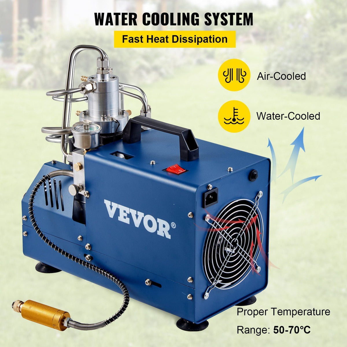 High Pressure Compressor, 4500PSI/30MPA/300BAR High Pressure Air Compressor, 1800W 110V Manual Stop Compressor
