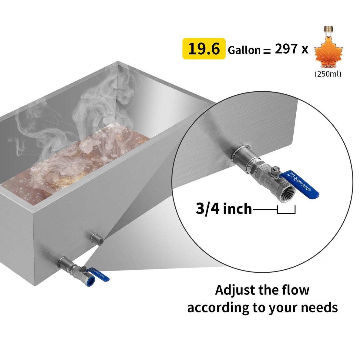 Maple Syrup Evaporator Pan 30x16x9.5 Inch Stainless Steel Maple Syrup Boiling Pan with Valve for Boiling Maple Syrup