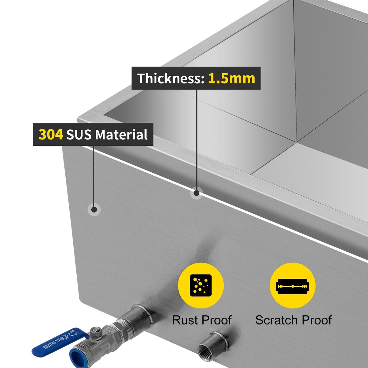 Maple Syrup Evaporator Pan 30x16x9.5 Inch Stainless Steel Maple Syrup Boiling Pan with Valve for Boiling Maple Syrup