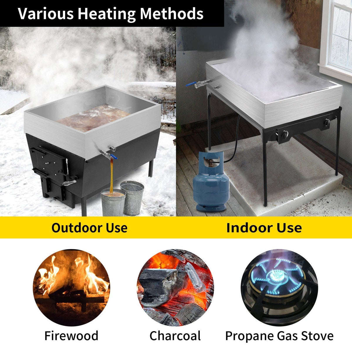 Maple Syrup Evaporator Pan 30x16x9.5 Inch Stainless Steel Maple Syrup Boiling Pan with Valve for Boiling Maple Syrup