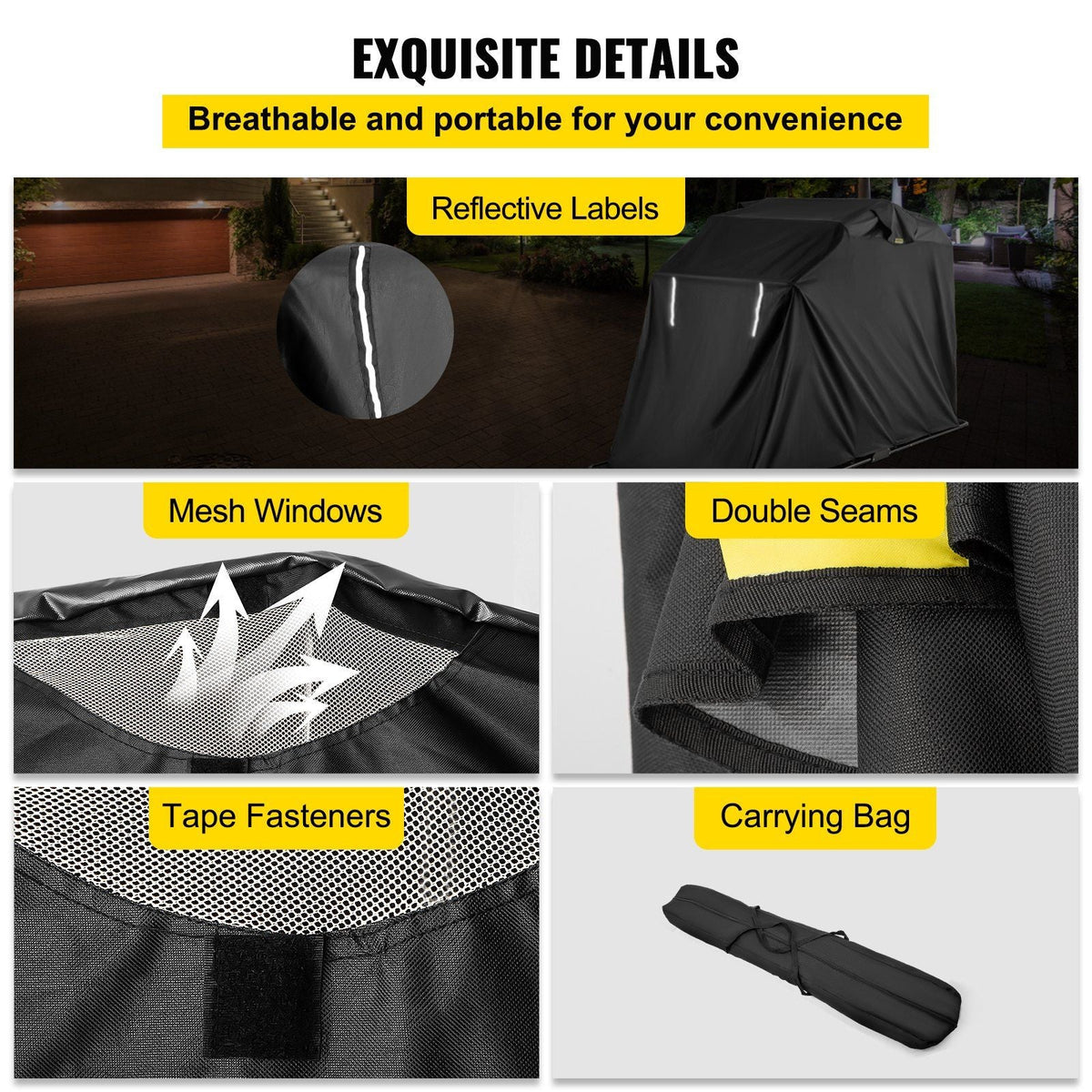 Motorcycle Shelter Shed Strong Frame Motorbike Garage Waterproof 106.3"x 41.3"x 61" Motorbike Cover Tent Scooter Shelter 120055 Hoods for Vehicles