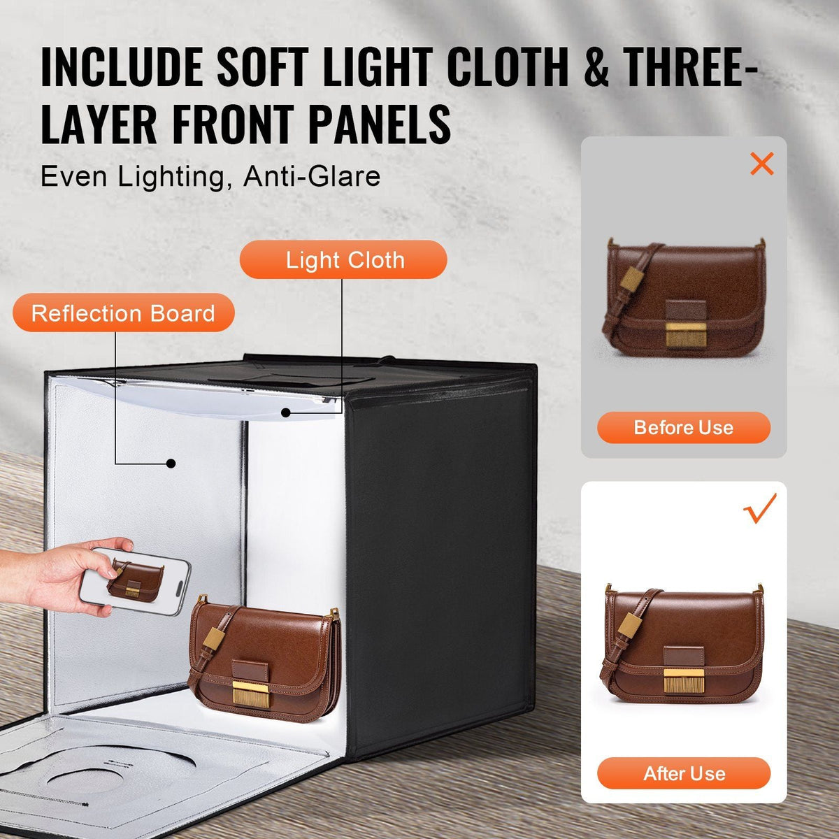 Photo Studio Light Box 24"x24" 3000-5600K Adjustable 3 Color Temperatures