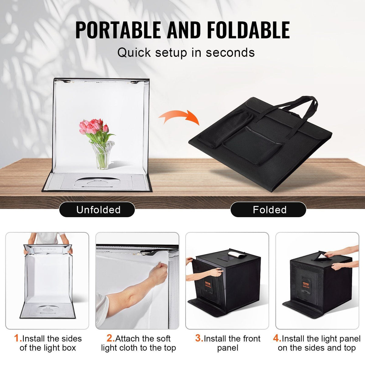 Photo Studio Light Box 24"x24" 3000-5600K Adjustable 3 Color Temperatures