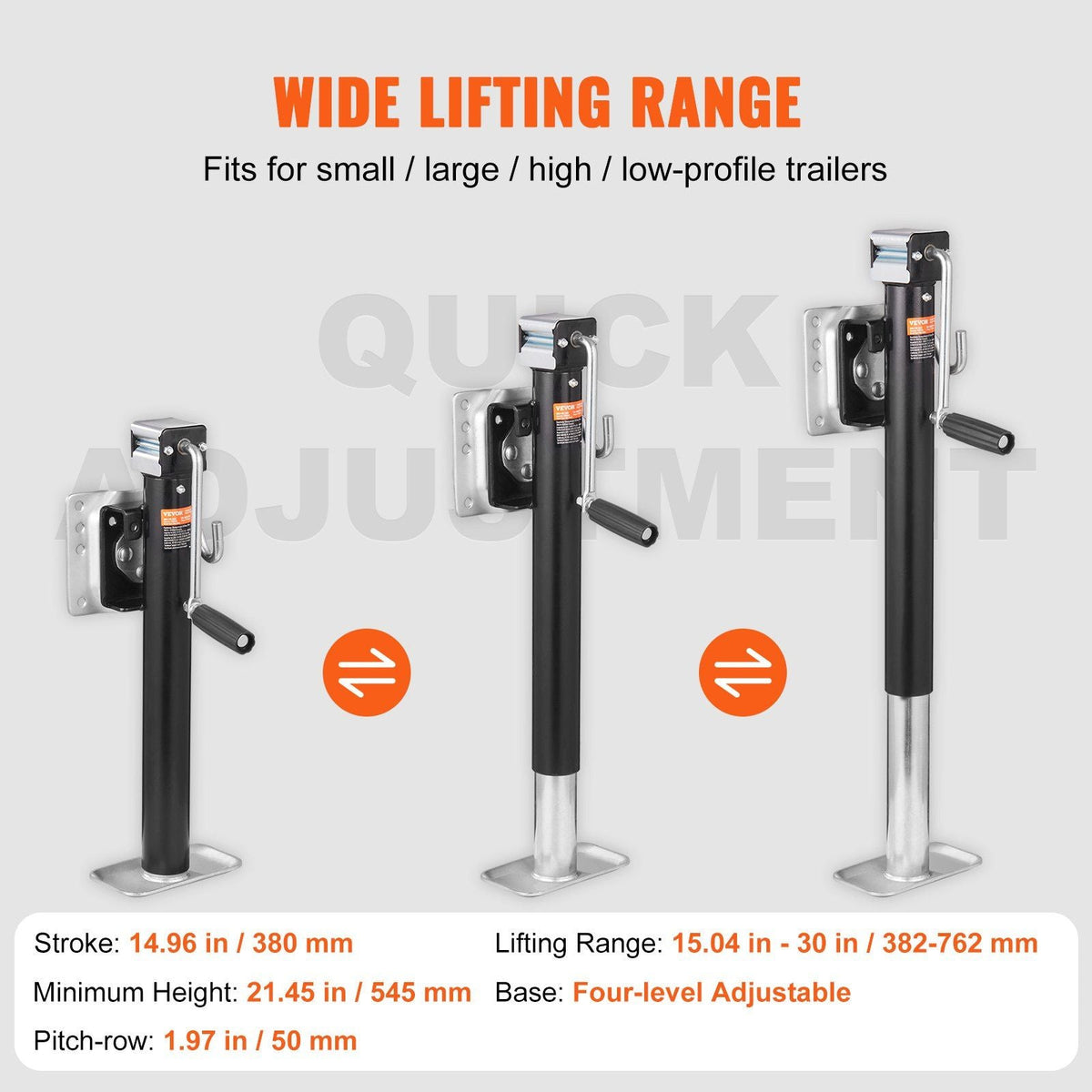 Trailer Jack, Trailer Tongue Jack Fix Mount Bolt-on 2500 lb Weight Capacity, Trailer Jack Stand with Handle for lifting RV Trailer, Horse Trailer, Utility Trailer, Yacht Trailer