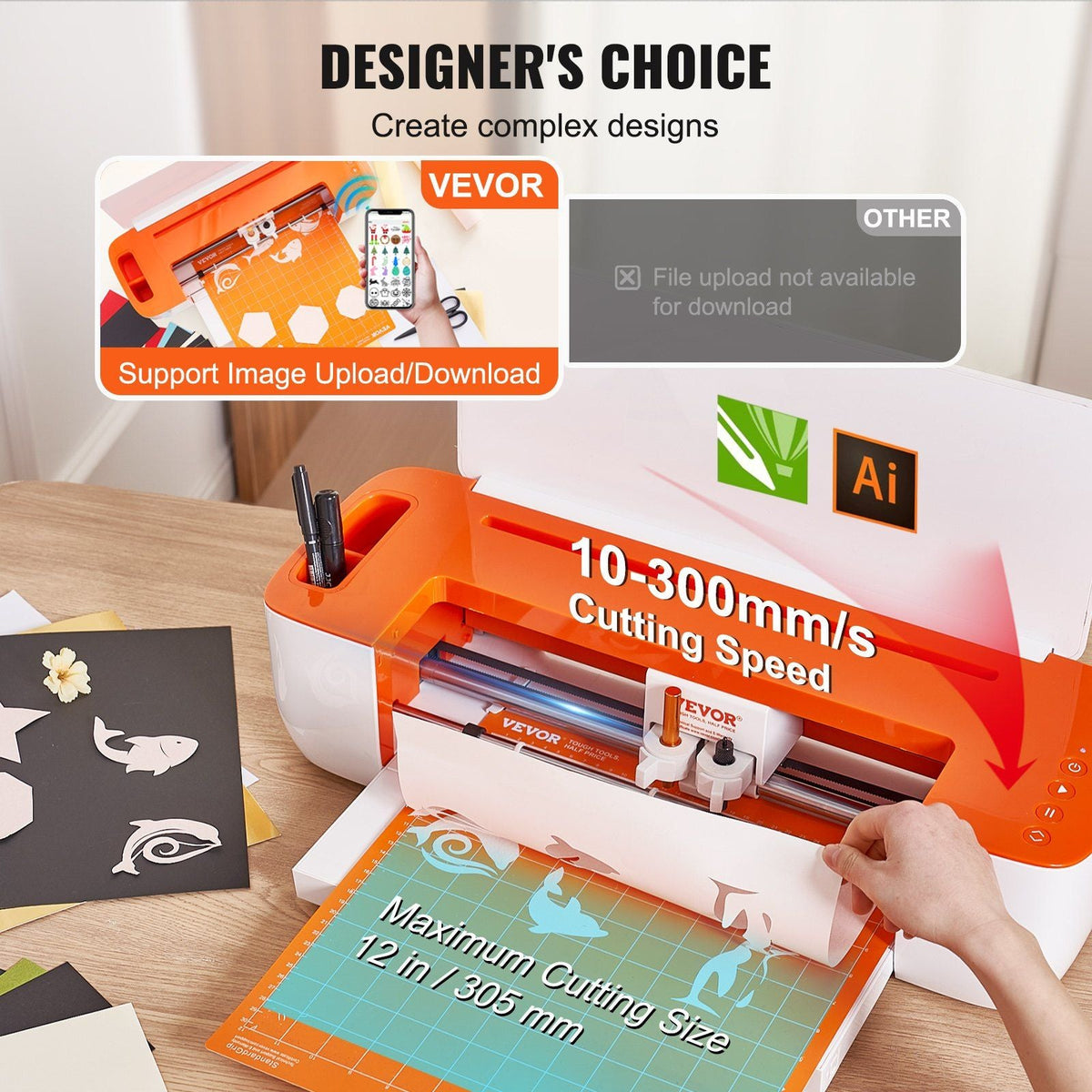 Vinyl Cutter Machine, Bluetooth Connectivity DIY Cutting Machine, Massive Designs Included, Compatible with iOS, Android, Mac, and Windows, for Creating Customized Cards, Home Decor