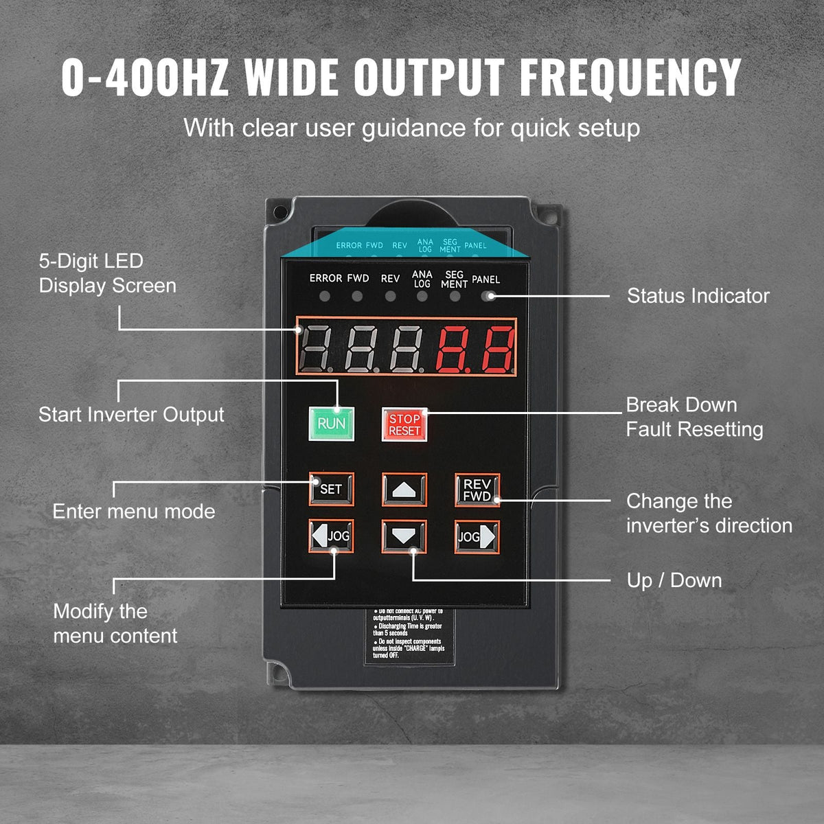 VFD 1HP, 0.75KW, 3.5A, 1 or 3 Phase 220V Input to 3 Phase 220V Output Variable Frequency Drive, 40-60Hz Input, 0-400Hz Output VFD for Spindle Motor CNC Speed Control