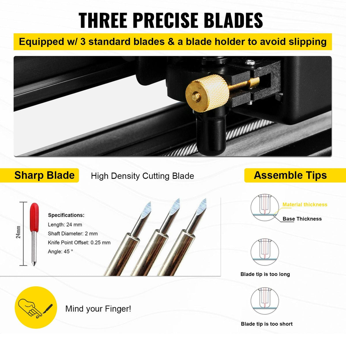 Vinyl Cutter Machine, 28 Inch Paper Feed Cutting Plotter Bundle, Adjustable Force & Speed Vinyl Printer, LCD Display Windows Compatible Sign Making kit with Signmaster Software, Supplies, 3 Blad