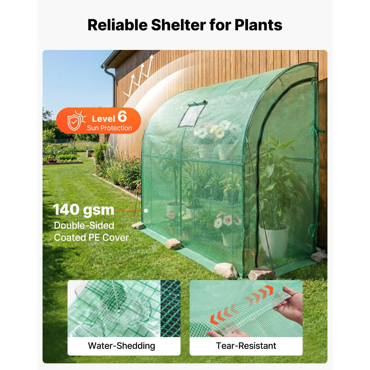 Walk-in Green House, 78 x 39.4 x 78.7 in, Greenhouse with Shelves, High Strength PE Cover with Zipper Door and Steel Frame, Assembly in Minutes, Suitable for Planting and Storage