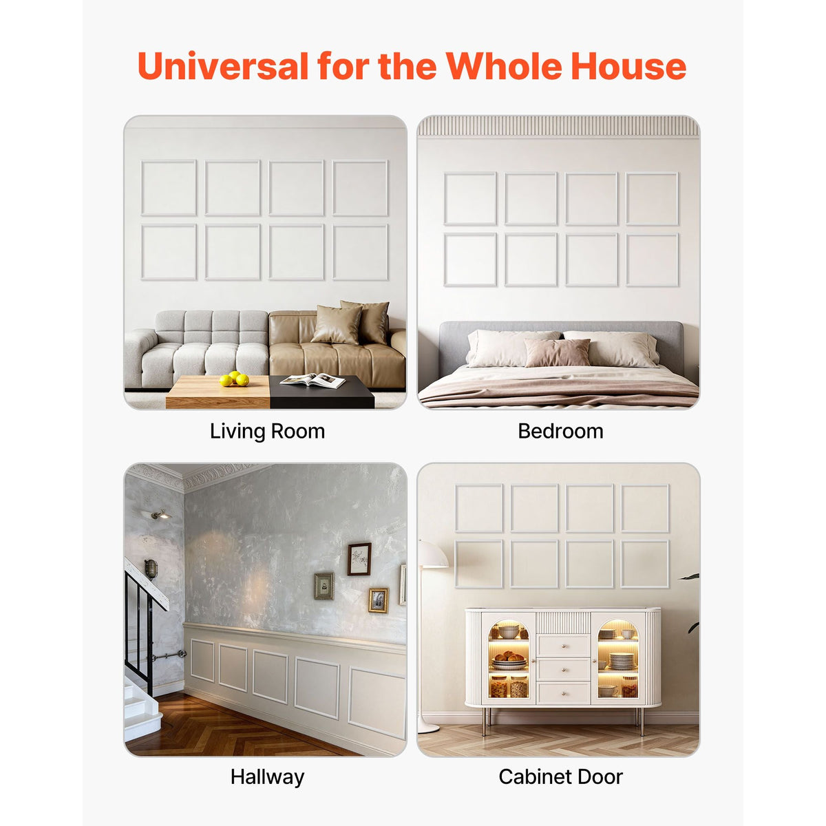 Wall Molding 12 Pack, 20 x 20 in Wainscoting Panels Kit, Lightweight Paintable Polystyrene, Easy to Install, Waterproof Accent Wall Trim for Interior Décor Living Room, Bedroom, Home, White