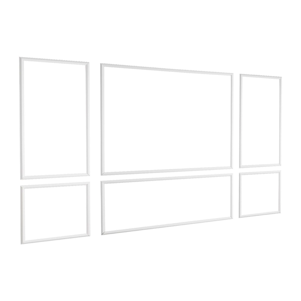 Wall Molding 3 Pack, Wainscoting Panels Kit, Lightweight Paintable Polystyrene, Easy to Install Accent Wall Trim for Interior Décor Living Room, Bedroom, Home, White (23x56.3 + 23x23 in)