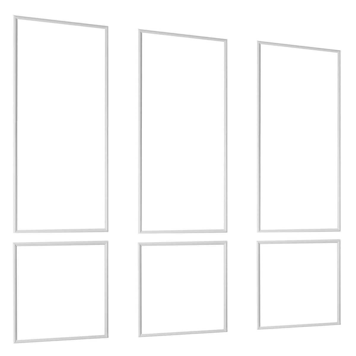 Wall Molding 3 Pack, Wainscoting Panels Kit, Lightweight Paintable Polystyrene, Easy to Install, Waterproof Accent Wall Trim for Interior Décor Living Room, Bedroom, White (24x54 + 24x24 in)